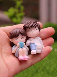 2入組情侶人物設計園林裝飾擺件