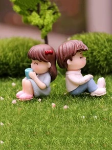 2入組情侶人物設計園林裝飾擺件