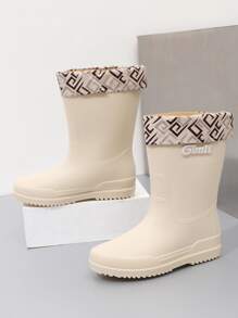 幾何和字母圖案雨鞋 - 米色 - 查看 3