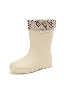 幾何和字母圖案雨鞋 - 米色 - 查看 4