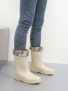 幾何和字母圖案雨鞋 - 米色 - 查看 6