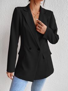 RosyDaze 雙排釦西裝領西裝外套 - 黑色 - 查看 3