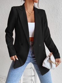 RosyDaze 雙排釦西裝領西裝外套 - 黑色 - 查看 6