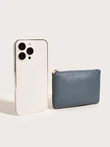 Monedero de litchi en relieve - Neblina azul - Ver 3