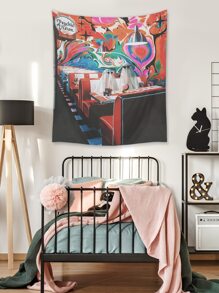 Pampatine Ghost & Abstract Graphic Print Tapestry - Nhiều màu - Xem 2