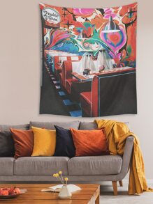 Pampatine Ghost & Abstract Graphic Print Tapestry - Nhiều màu - Xem 6