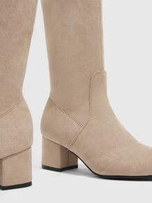 CUCCOO SZL 仿麂皮尖头粗跟袜靴度假鞋夏季促销派对坏人潮流别致华丽风格万圣节迪斯科派对性感夜出坏人秋季 - 杏色 - 查看 3