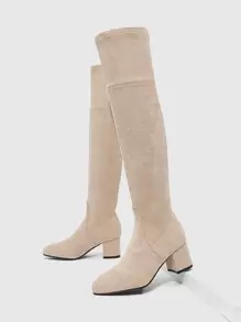 CUCCOO SZL 仿麂皮尖头粗跟袜靴度假鞋夏季促销派对坏人潮流别致华丽风格万圣节迪斯科派对性感夜出坏人秋季 - 杏色 - 查看 4