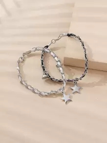 2 cái Cặp đôi Quả bóng từ tính & Vòng tay quyến rũ Ngôi sao - Đen và trắng - Xem 1