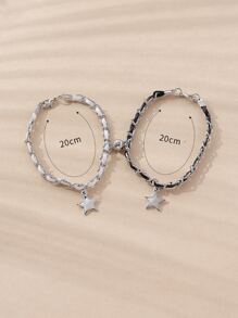 2 cái Cặp đôi Quả bóng từ tính & Vòng tay quyến rũ Ngôi sao - Đen và trắng - Xem 3