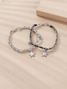 2 cái Cặp đôi Quả bóng từ tính & Vòng tay quyến rũ Ngôi sao - Đen và trắng - Xem 5