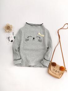 Toddler Girls Cartoon Graphic Bow Front Tee - Grey - View 3