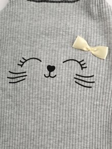 Toddler Girls Cartoon Graphic Bow Front Tee - Grey - View 4