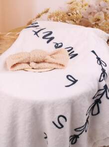 嬰兒女寶寶字母圖案紀念毯配套2件配件,新生兒攝影必備