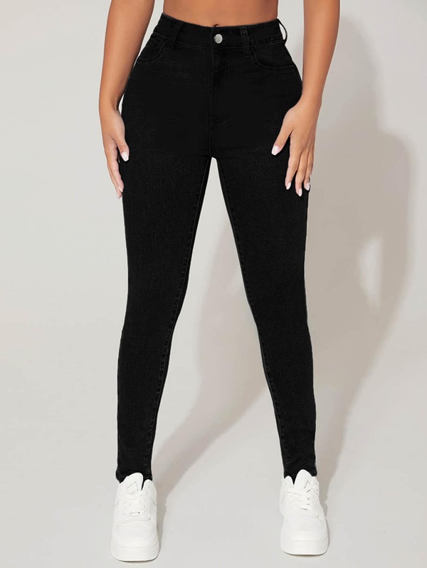 SHEIN PETITE Jeans ajustados de talle alto