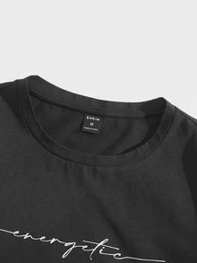 Manfinity Homme Men Letter Graphic Tee - Black - View 4