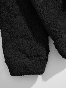 Manfinity VCAY Men Kangaroo Pocket Drawstring Flannel Hoodie & Trousers - Black - View 4