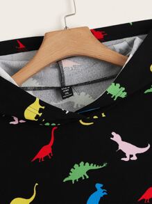 SHEIN EZwear 大码恐龙印花落肩卫衣 - 彩色 - 查看 4