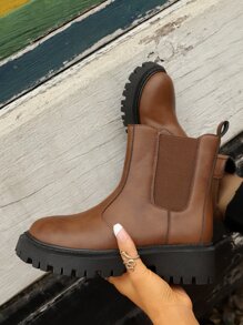 Minimalist Slip-On Chelsea Boots - Rust Brown - View 2