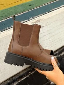 Minimalist Slip-On Chelsea Boots - Rust Brown - View 5