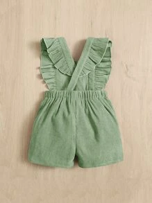 SHEIN 嬰兒女孩荷葉邊方領交叉背心連體褲 - 薄荷綠 - 查看 2