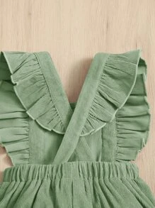 SHEIN 嬰兒女孩荷葉邊方領交叉背心連體褲 - 薄荷綠 - 查看 3
