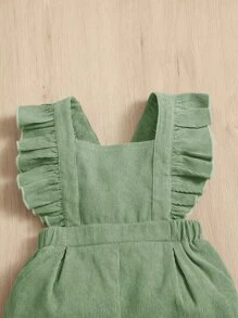 SHEIN 嬰兒女孩荷葉邊方領交叉背心連體褲 - 薄荷綠 - 查看 4