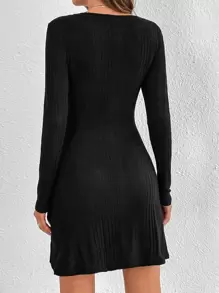 SHEIN Tall Vestido línea A unicolor - Negro - Ver 2
