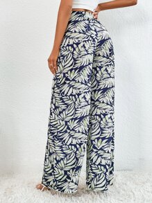 SHEIN Tall 滿版植物印花闊腿褲 - 彩色 - 查看 2
