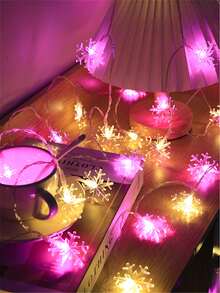 1入組10/20/30 LED2/3/4.5M聖誕雪花形狀燈簾 - 彩色 - 查看 6