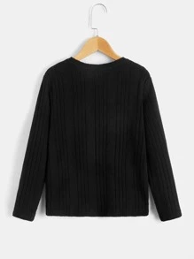 SHEIN Boys Ribbed Knit Tee - Black - View 2