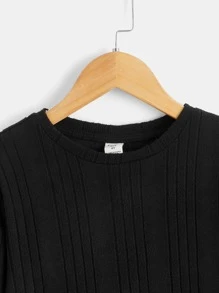 SHEIN Boys Ribbed Knit Tee - Black - View 4