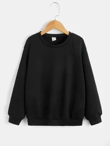 SHEIN Boys Reflective Bear Print Drop Shoulder Sweatshirt - Black - View 2