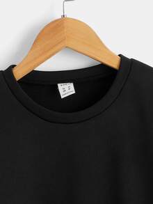 SHEIN Boys Reflective Bear Print Drop Shoulder Sweatshirt - Black - View 4