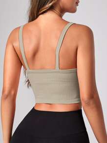 SHEIN Sport Studio Kreuz-Rückenfreies Crop Sport T-Shirt, Trainingstank-Top