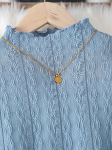 Girls Mock Neck Lettuce Trim Tee & Belted Trousers - Multicolor - View 4