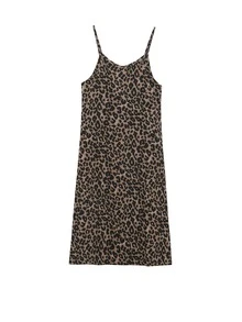 Leopard Print Cami Dress Without Tee - Coffee Brown - View 3