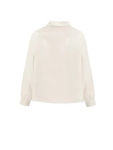 Design Sense 女士长袖衬衫，百搭法式修身优雅上衣，长袖休闲春季上衣 - 杏色 - 查看 2