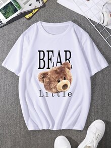 Manfinity Hombres Camiseta con estampado de slogan y dibujos animados - Blanco - Ver 2