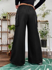 PUNK Plus Flap Pocket Side Cargo Trousers - Black - View 2
