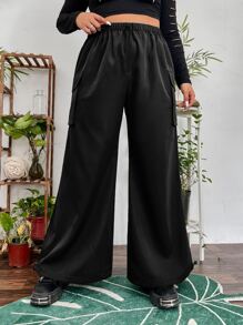 PUNK Plus Flap Pocket Side Cargo Trousers - Black - View 3