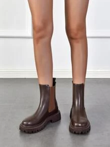 Minimalist Slip-On Chelsea Boots - Coffee Brown - View 4