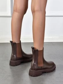 Minimalist Slip-On Chelsea Boots - Coffee Brown - View 5