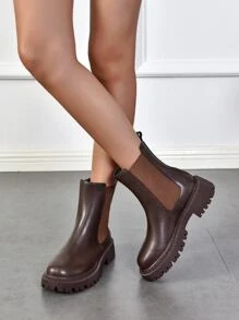 Minimalist Slip-On Chelsea Boots - Coffee Brown - View 7