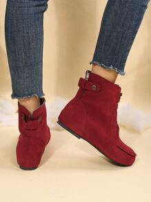 Studded Decor Lace-up Front Faux Suede Boots