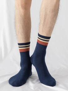 5pairs Men Striped Pattern Crew Socks - Multicolor - View 2