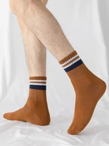5pairs Men Striped Pattern Crew Socks - Multicolor - View 3