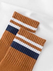 5pairs Men Striped Pattern Crew Socks - Multicolor - View 6
