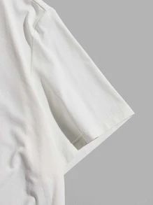 Manfinity VCAY Camiseta de manga corta casual con onda y gráfico de letra japonesa urbana para hombre de talla grande, regalo de novio - Blanco - Ver 3