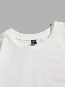 Manfinity VCAY Camiseta de manga corta casual con onda y gráfico de letra japonesa urbana para hombre de talla grande, regalo de novio - Blanco - Ver 4
